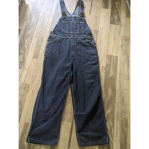 Vtg Sears Roebucks Denim Bib Overalls Mens 38x30 Carpenter Blue Dark Wash Great